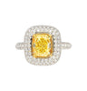 GIA Zertifiziert 2,35 Fancy Yellow Diamant Ring mit 1,0 CTW Diamant Cluster in 18K Weißgold