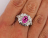 GIA Certified 2.4 Carat No Heat Pink Sapphire & Briolette Diamond Platinum Ring