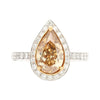 GIA Certified 2.53 Carat Pear Cut Brown Diamond Halo Pave Engagement Ring
