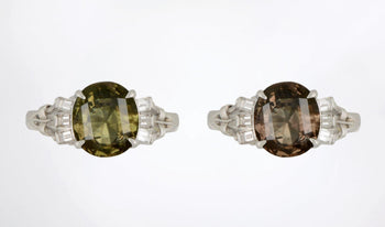 GIA Certified 2.62 Carat Oval Green Alexandrite & Diamond Platinum Vintage Ring – Assay Jewelers