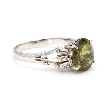GIA Certified 2.62 Carat Oval Green Alexandrite & Diamond Platinum Vintage Ring – Assay Jewelers