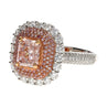 GIA Certified 2.69 Carat Fancy Orangey Pink Diamond and Diamond Halo Ring