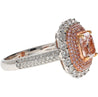 GIA Certified 2.69 Carat Fancy Orangey Pink Diamond and Diamond Halo Ring