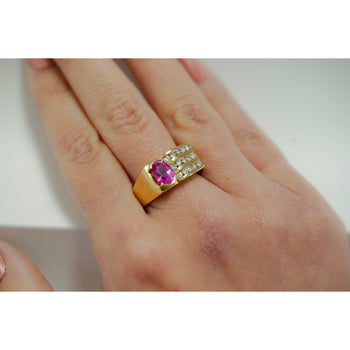 GIA Certified 2.77 Carat Oval Cut Pink Sapphire Square Shape Ring in Half Bezel and Channel Setting – Assay Jewelers