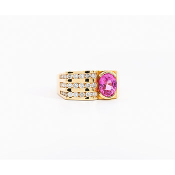 GIA Certified 2.77 Carat Oval Cut Pink Sapphire Square Shape Ring in Half Bezel and Channel Setting – Assay Jewelers