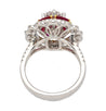 GIA Certified 2.8 Carat Oval Lab Diamond & Ruby Halo Floral 18K White Gold Ring