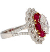 GIA Certified 2.8 Carat Oval Lab Diamond & Ruby Halo Floral 18K White Gold Ring