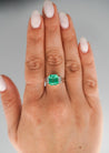 GIA Certified 2.91 Carat Colombian Emerald & Diamond Platinum Ring