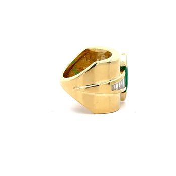 5カラットのマーキスカットエメラルド＆バゲットダイヤモンドのチャンネルセッティング18Kゴールド Vintage Ring – Assay Jewelers