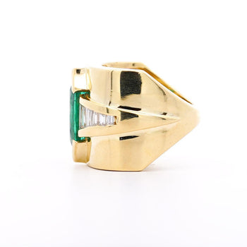 5カラットのマーキスカットエメラルド＆バゲットダイヤモンドのチャンネルセッティング18Kゴールド Vintage Ring – Assay Jewelers