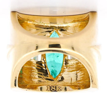 5カラットのマーキスカットエメラルド＆バゲットダイヤモンドのチャンネルセッティング18Kゴールド Vintage Ring – Assay Jewelers