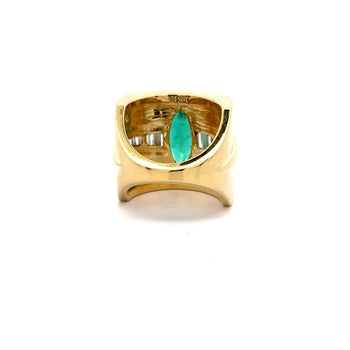 5カラットのマーキスカットエメラルド＆バゲットダイヤモンドのチャンネルセッティング18Kゴールド Vintage Ring – Assay Jewelers