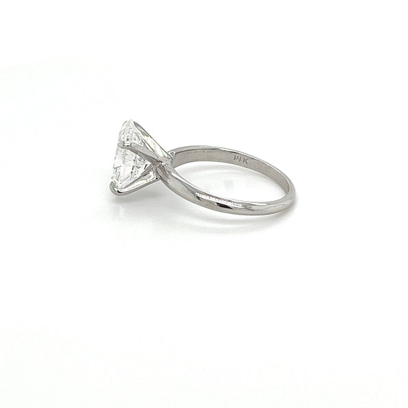 Bague de fiançailles solitaire en or blanc 14K avec diamant CVD de laboratoire taille ovale de 3 carats, certifié GIA