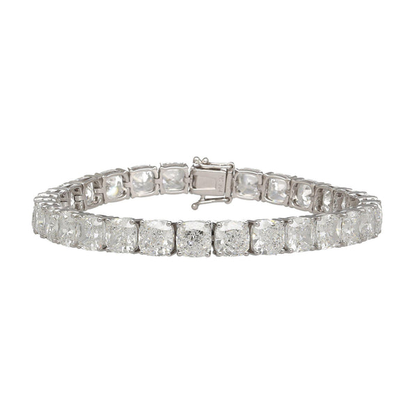 GIA Certified 31 Carat Cushion Lab Diamond Tennis Bracelet 18K White Gold