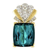 GIA Certified 35 Carat Indicolite Tourmaline & Diamond 18K Gold Pendant