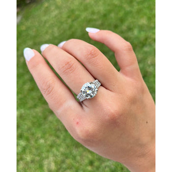 GIA Certified 3.02ct, G Color, I1 Clarity, Diamond With Hidden Diamond Halo 18k White Gold Ring – Assay Jewelers