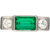 GIA Certified 3.10 Carat No Oil Muzo Colombian Emerald & Old Cut Diamond Ring