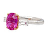 GIA Certified 3.2 Carat No Heat Pink Sapphire Oval and Diamond 3 Stone Ring