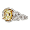 GIA Certified 3.25 Carat Yellow Diamond Interlocking Heart Shank Engagement Ring