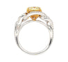 GIA Certified 3.25 Yellow Diamond Interlocking Heart Shank 18K Gold Ring