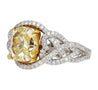 GIA Certified 3.25 Yellow Diamond Interlocking Heart Shank 18K Gold Ring