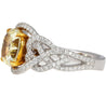 GIA Certified 3.25 Yellow Diamond Interlocking Heart Shank 18K Gold Ring