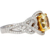 GIA Certified 3.25 Yellow Diamond Interlocking Heart Shank 18K Gold Ring