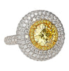 GIA Certified 3.3 Carat Fancy Intense Yellow Flawless Round Diamond Ring