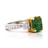 GIA Certified 3.38 Carat Colombian Emerald & Diamond Filigree Three Stone Ring