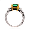 GIA Certified 3.38 Carat Colombian Emerald & Diamond Filigree Three Stone Ring