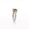 GIA Certified 3.38 Carat Colombian Emerald & Diamond Filigree Three Stone Ring