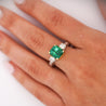 GIA Certified 3.38 Carat Colombian Emerald & Diamond Filigree Three Stone Ring