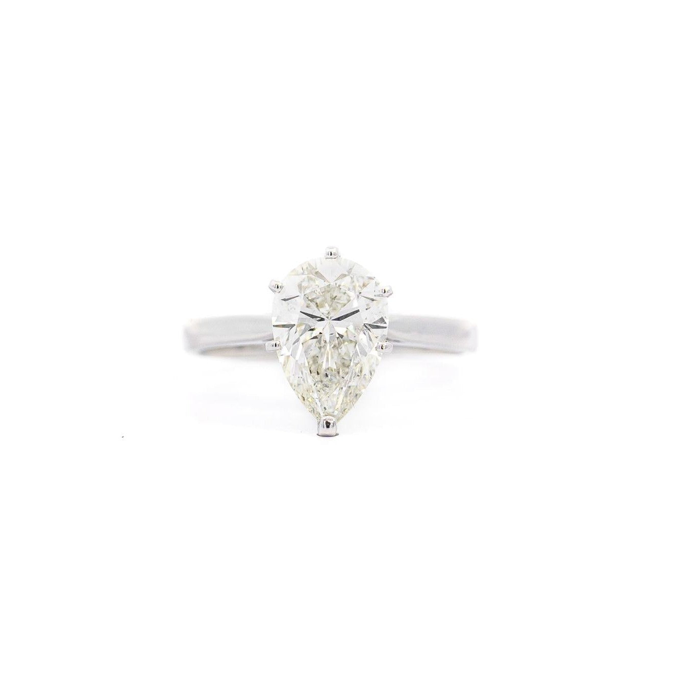 SI2 Pear Cut Diamond Solitaire 18K White Gold Ring