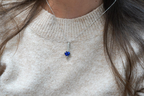 GIA Certified 3.5 Carat Heart Blue Sri Lanka Sapphire Diamond 18K Drop Pendant
