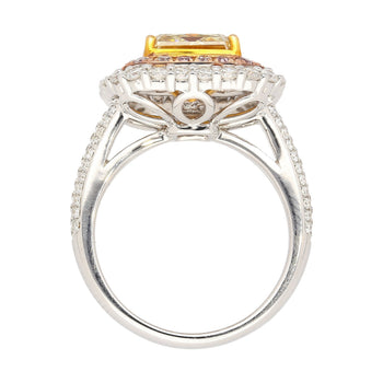 GIA Certified 3.51 Carat Fancy Brownish Yellow Diamond Ring with Pink and White Diamond Halo – Assay Jewelers