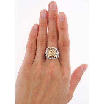 GIA Certified 3.51 Carat Fancy Brownish Yellow Diamond Ring with Pink and White Diamond Halo – Assay Jewelers
