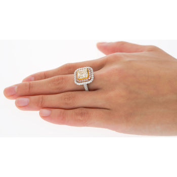 GIA Certified 3.51 Carat Fancy Brownish Yellow Diamond Ring with Pink and White Diamond Halo – Assay Jewelers