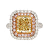 GIA Zertifiziert 3,51 Karat Fancy Brownish Yellow Diamond Ring mit Pink und Weiß Diamond Halo