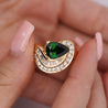 GIA Certified 3.55 Carat Pear Cut Tsavorite and Diamond in 18K Cocktail Ring