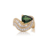 GIA Certified 3.55 Carat Pear Cut Tsavorite and Diamond in 18K Cocktail Ring