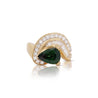 GIA Certified 3.55 Carat Pear Cut Tsavorite and Diamond in 18K Cocktail Ring