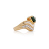 GIA Certified 3.55 Carat Pear Cut Tsavorite and Diamond in 18K Cocktail Ring