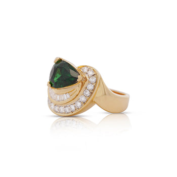 GIA Certified 3.55ct Pear Cut Tsavorite Diamond Cocktail Ring – Assay Jewelers