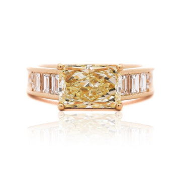 GIA Certified 3.86 Carat Yellow Diamond East West Ring 18K Gold – Assay Jewelers