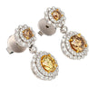 GIA Certified 3.96 Carat Round Fancy Brown To Yellow Diamond Drop Earrings