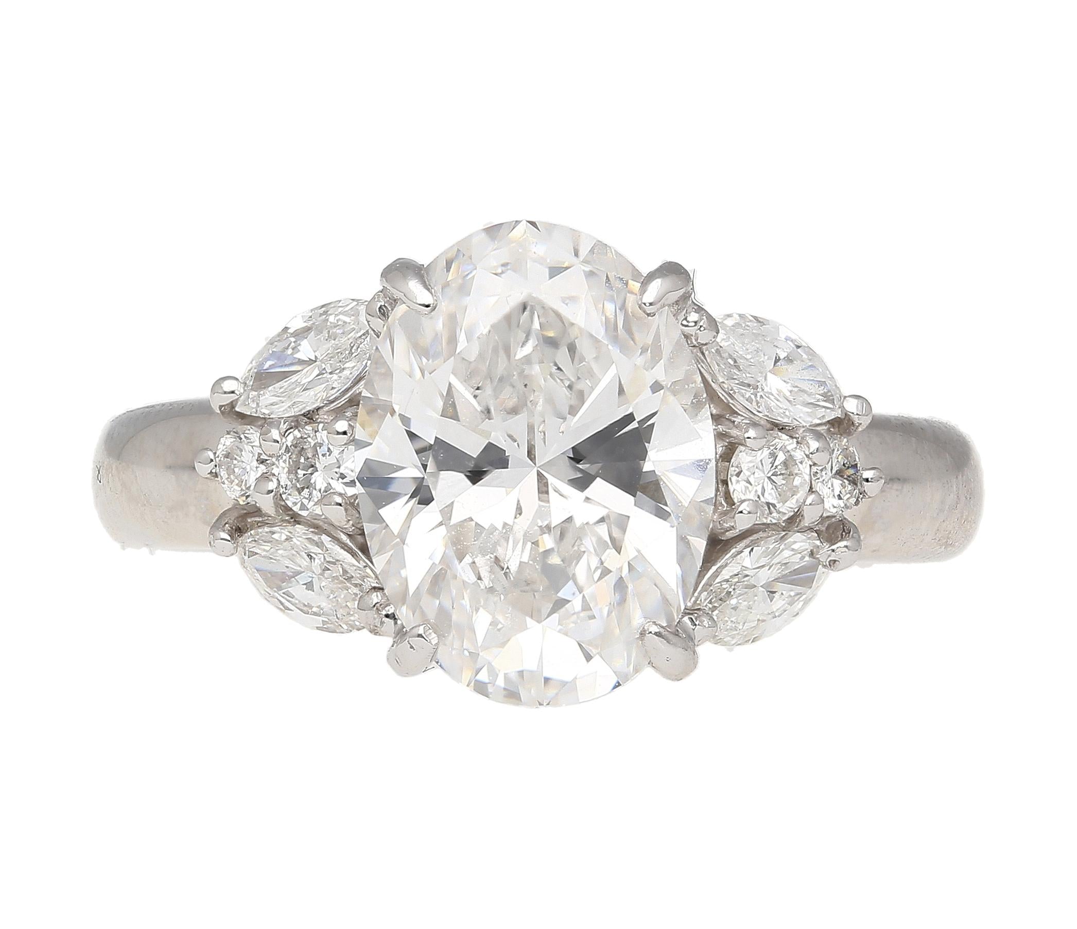 GIA Certified 4 Carat TW Oval Lab Grown Diamond Platinum Engagement Ring
