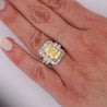 GIA Certified 4.12 Carat Fancy Yellow VS1 Radiant Diamond Halo Engagement Ring