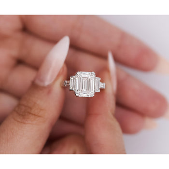 GIA Certified 4.51 Carat Emerald Cut Lab Grown Diamond in Vintage Platinum Ring – Assay Jewelers