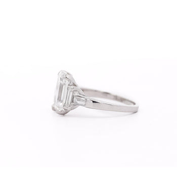 GIA Certified 4.51 Carat Emerald Cut Lab Grown Diamond in Vintage Platinum Ring – Assay Jewelers