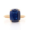 GIA Certified 5.11 Carat Cushion Blue Sapphire 14K Yellow Gold Solitaire Ring